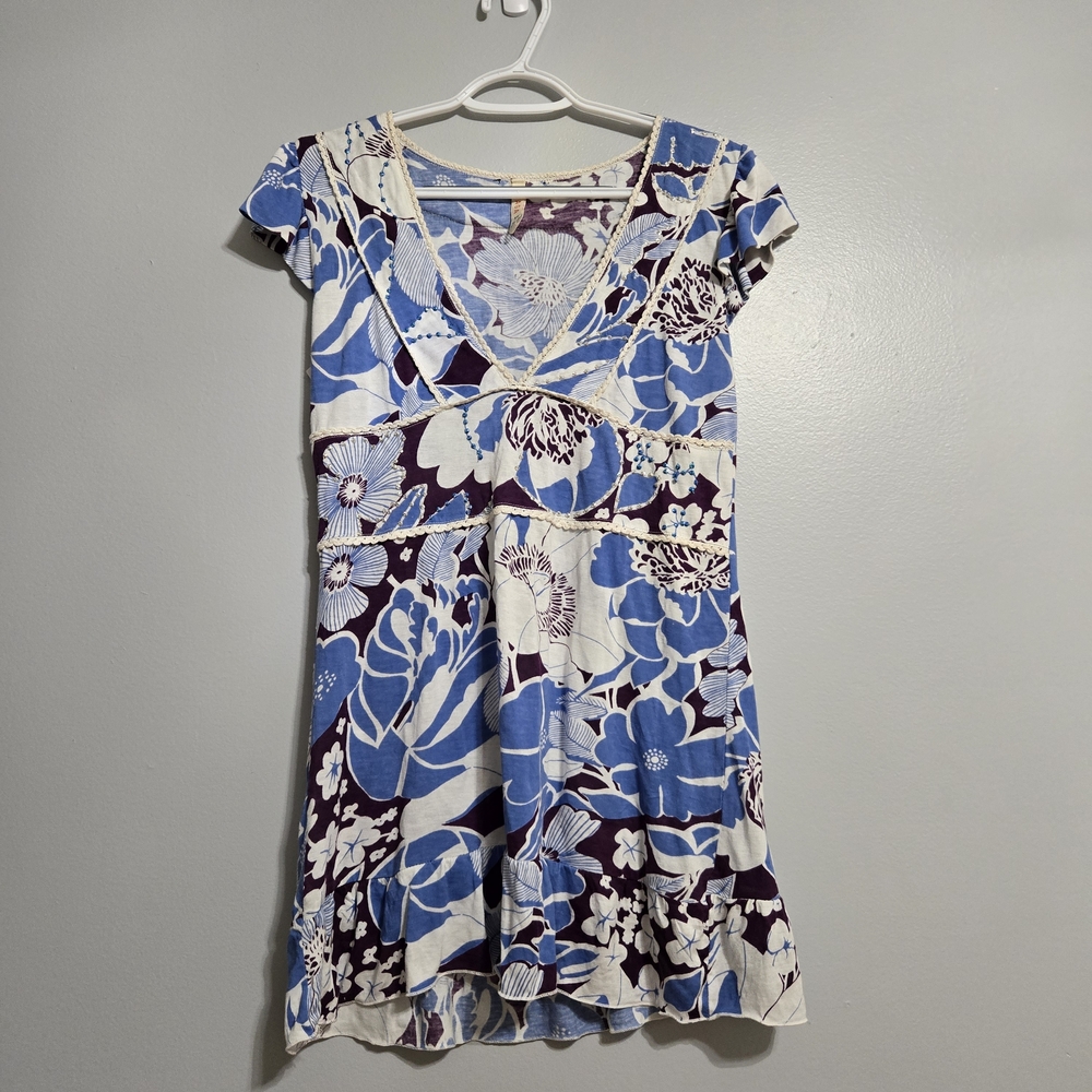 RAGA Floral Blue and White tunic anthropologie - Picture 4 of 5